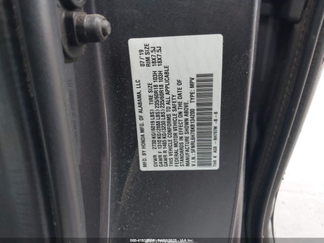 5FNRL6H78KB134200 Honda Odyssey Ex-l
