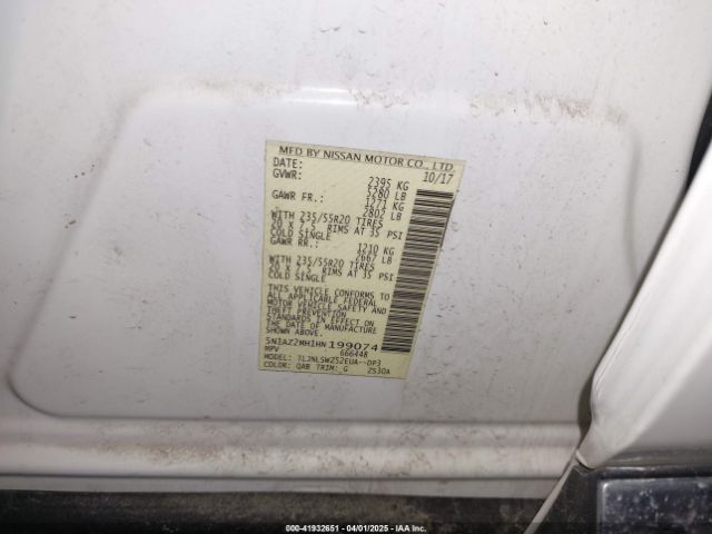 5N1AZ2MH1HN199074 Nissan Murano Platinum