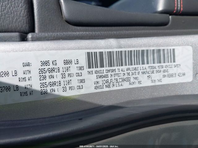 1C4RJFLT9LC304332 Jeep Grand Cherokee Trailhawk 4x4