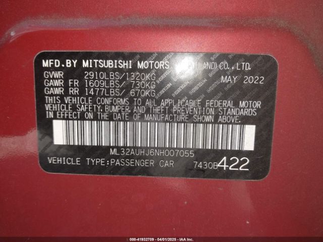 ML32AUHJ6NH007055 Mitsubishi Mirage Es/le