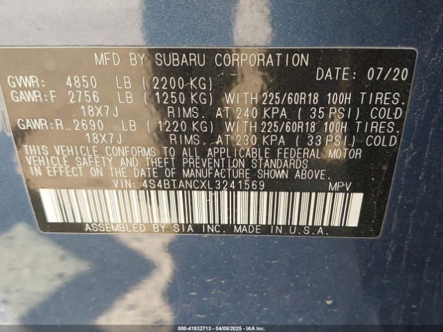 4S4BTANCXL3241569 Subaru Outback Limited