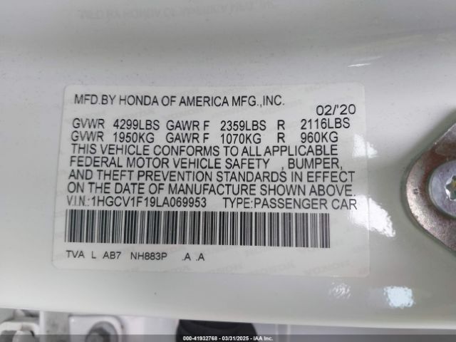 1HGCV1F19LA069953 Honda ACCORD LX