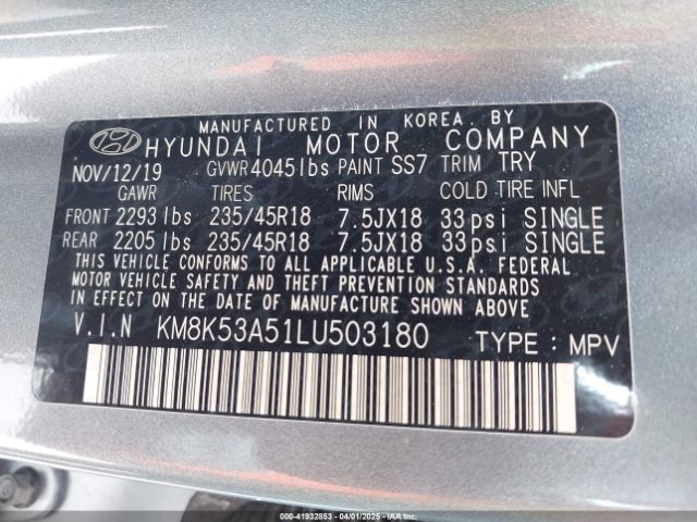 KM8K53A51LU503180 Hyundai Kona Ultimate