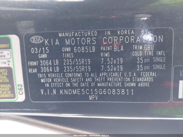 KNDME5C15G6083811 KIA Sedona Sx Luxury