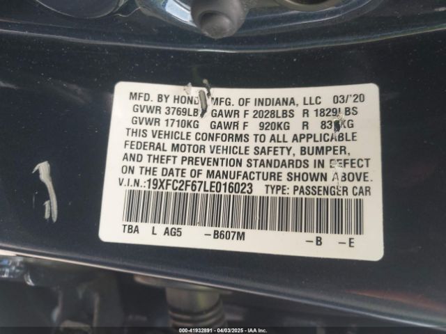19XFC2F67LE016023 Honda Civic Lx