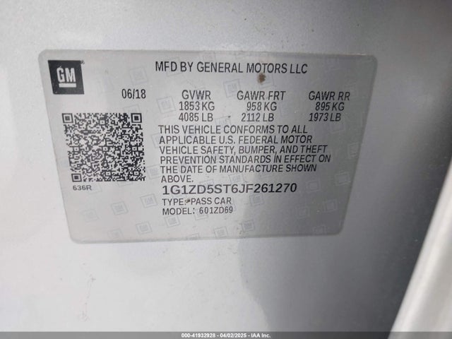 Chevrolet MALIBU LT 2018 1G1ZD5ST6JF261270 Image 9