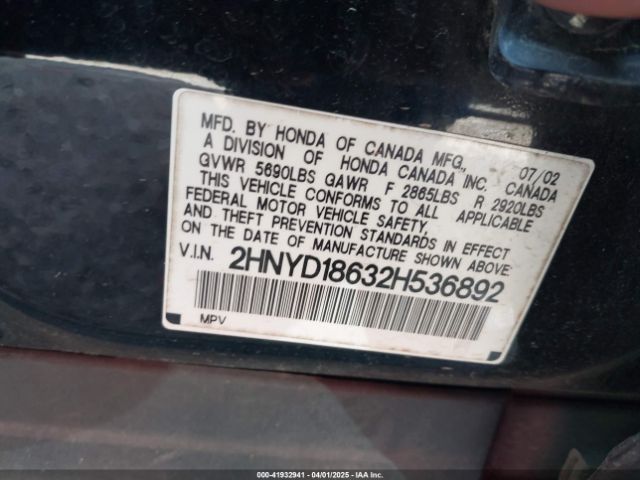 2002 ACURA MDX 2HNYD18632H536892 Photo 8