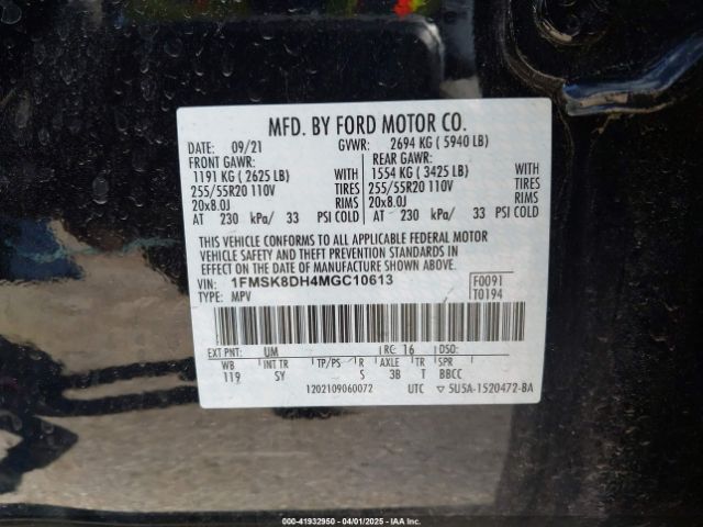 1FMSK8DH4MGC10613 Ford EXPLORER XLT