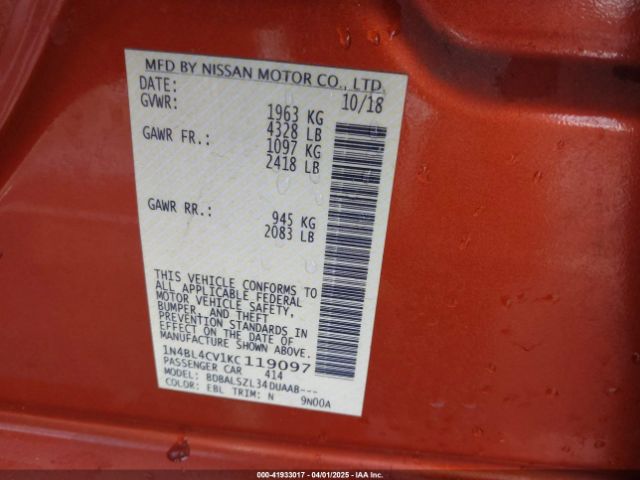 1N4BL4CV1KC119097 Nissan Altima