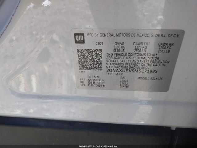 3GNAXUEV9MS171993 Chevrolet Equinox Awd Lt