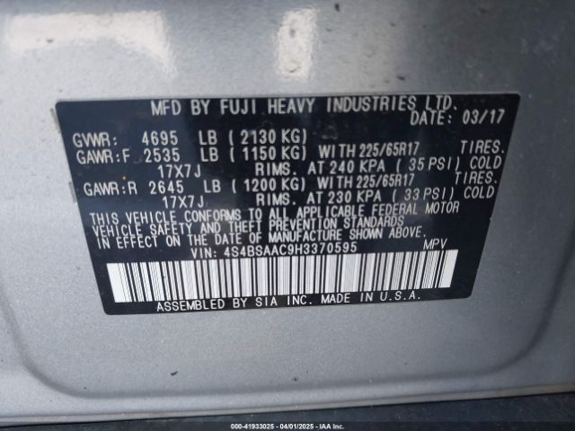 4S4BSAAC9H3370595 Subaru Outback 2.5i