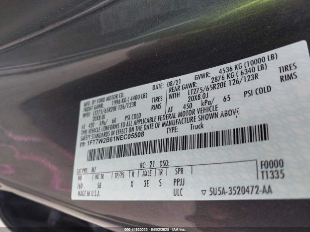1FT7W2B61NEC05508 Ford F-250 Lariat