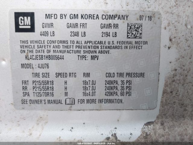 KL4CJESB1HB005644 Buick Encore Preferred