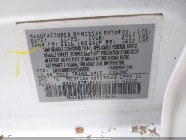 3N1AB8BV8RY245656 Nissan Sentra S Xtronic Cvt
