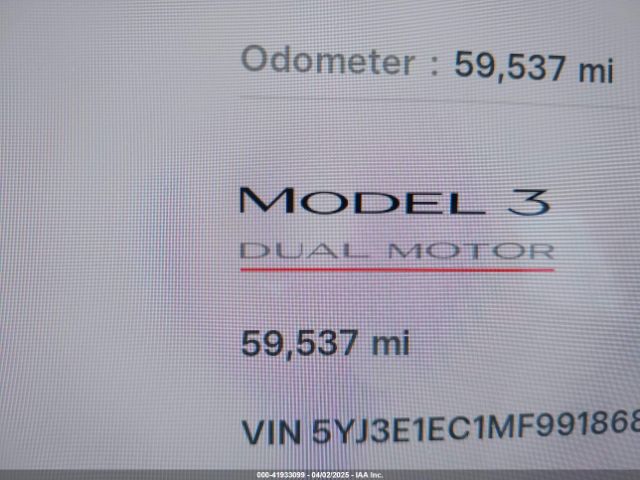 5YJ3E1EC1MF991868 Tesla Model 3 Performance Dual Motor All-wheel Drive