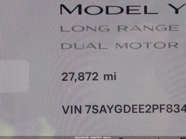 7SAYGDEE2PF834036 Tesla Model Y Awd/long Range Dual Motor All-wheel Drive