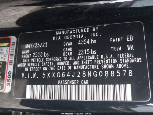 2022 KIA K5 5XXG64J28NG088578 Photo 8