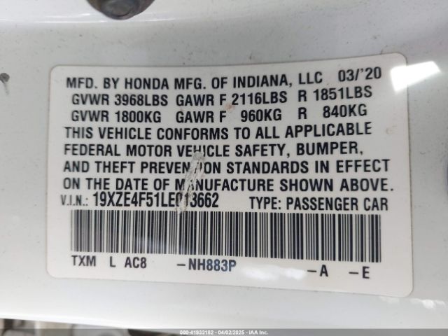 19XZE4F51LE013662 Honda INSIGHT EX