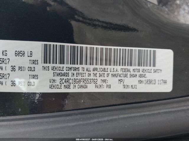 2C4RC1BG0FR553762 Chrysler Town & Country Touring