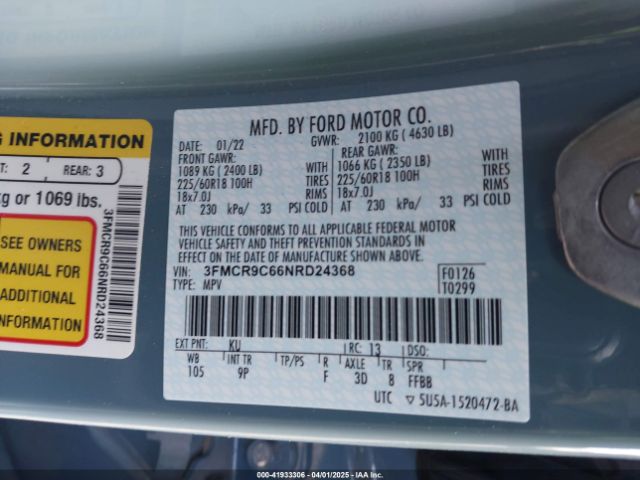 3FMCR9C66NRD24368 Ford Bronco Sport Outer Banks