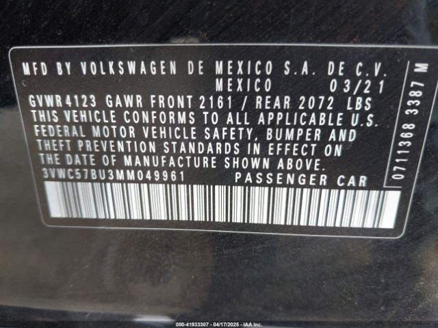 2021 VOLKSWAGEN JETTA 3VWC57BU3MM049961 Photo 8