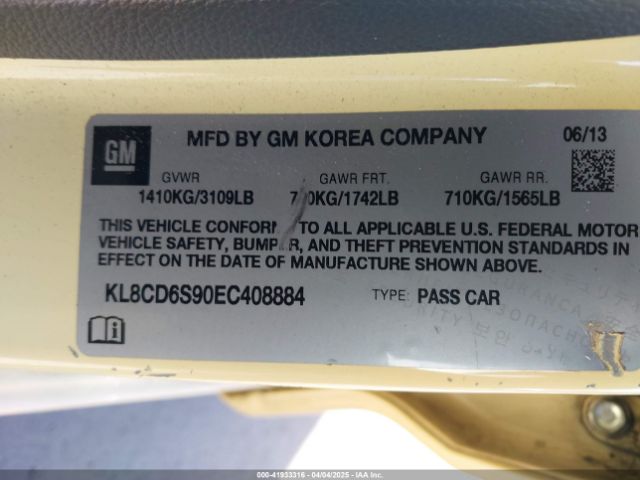 KL8CD6S90EC408884 Chevrolet Spark 1lt Auto