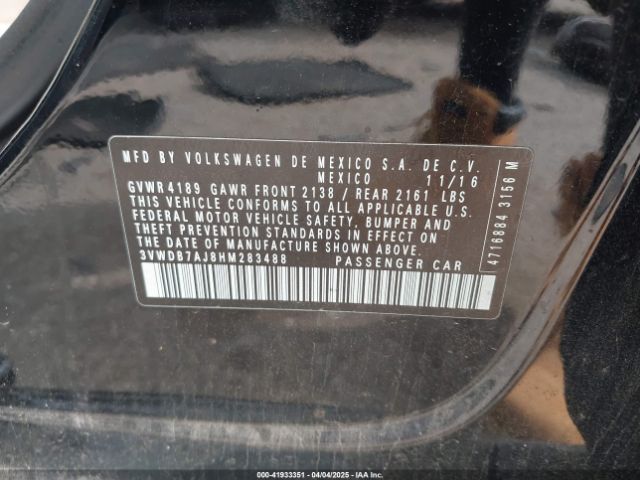 3VWDB7AJ8HM283488 Volkswagen Jetta 1.4t Se
