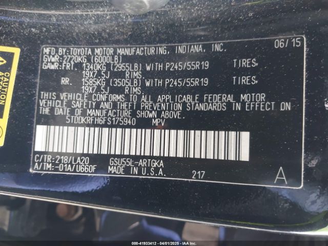 5TDDKRFH6FS175940 Toyota Highlander Limited V6