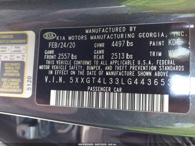 5XXGT4L33LG443653 KIA Optima Lx