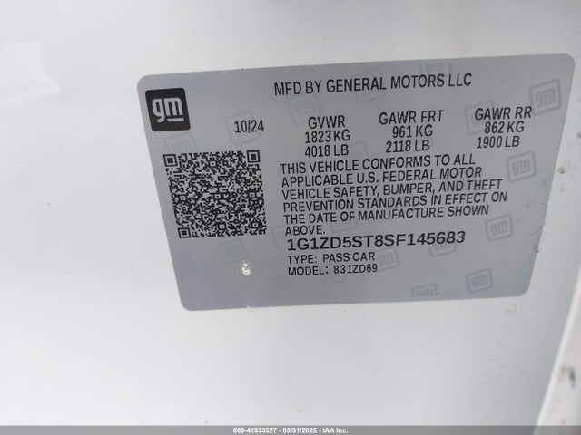 1G1ZD5ST8SF145683 Chevrolet Malibu Fwd 1lt