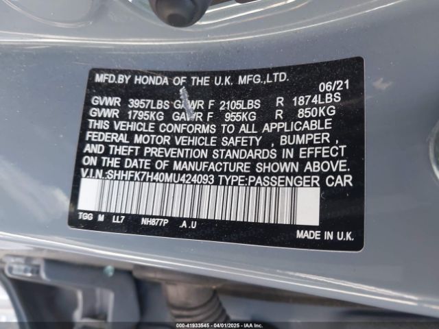 SHHFK7H40MU424093 Honda Civic Sport