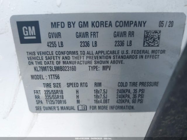 KL79MTSL9MB023160 Chevrolet Trailblazer Fwd Rs