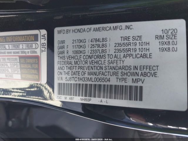 5J8TC1H33ML006504 Acura Rdx Standard