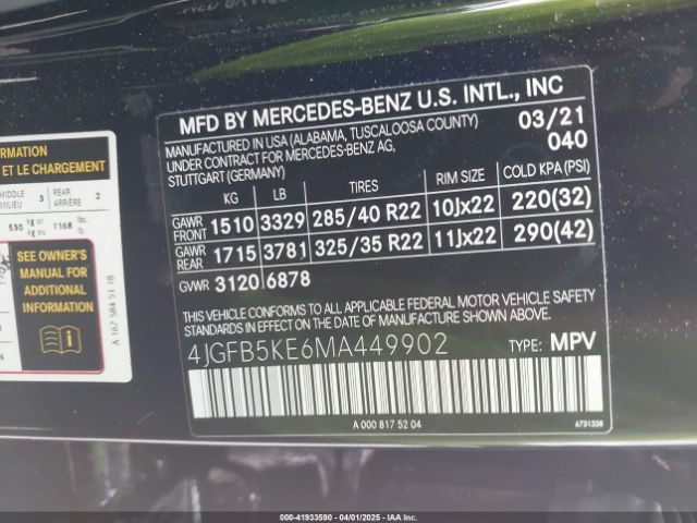 4JGFB5KE6MA449902 Mercedes-Benz Gle 450 4matic
