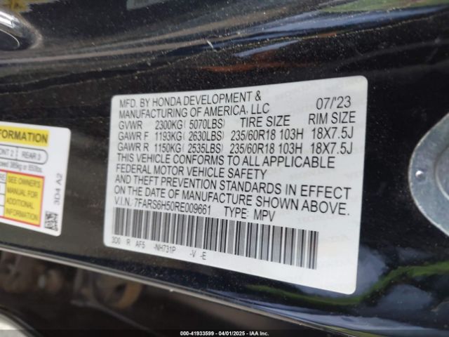 7FARS6H50RE009661 Honda Cr-v Sport