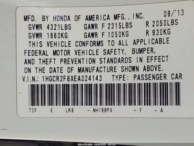 1HGCR2F8XEA024143 Honda ACCORD EXL