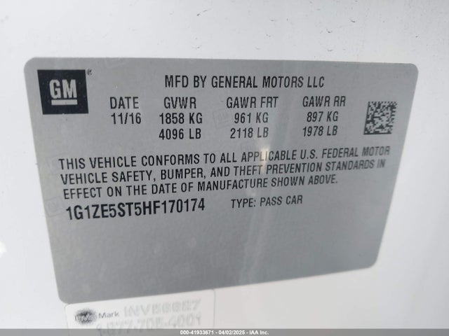 1G1ZE5ST5HF170174 Chevrolet MALIBU 1LT