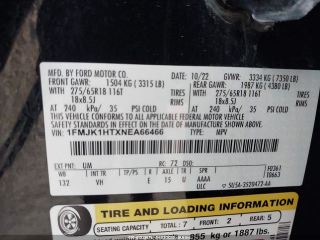 1FMJK1HTXNEA66466 Ford Expedition Xlt Max