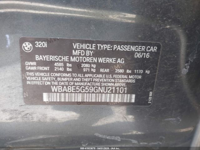 WBA8E5G59GNU21101 BMW 320i Xdrive