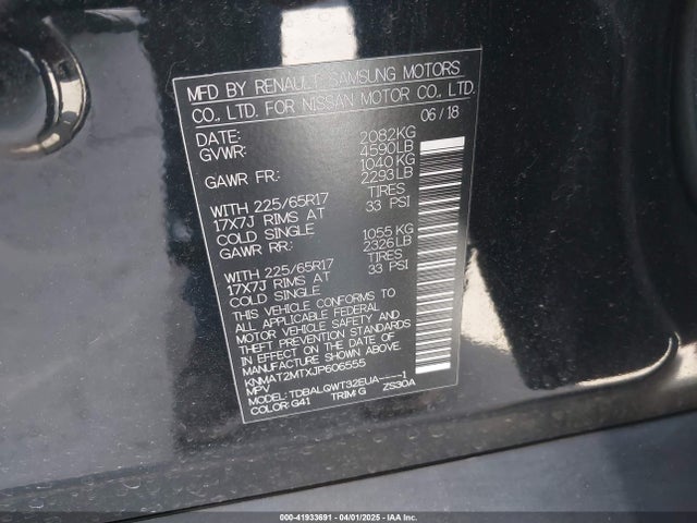 KNMAT2MTXJP606555 Nissan ROGUE SV