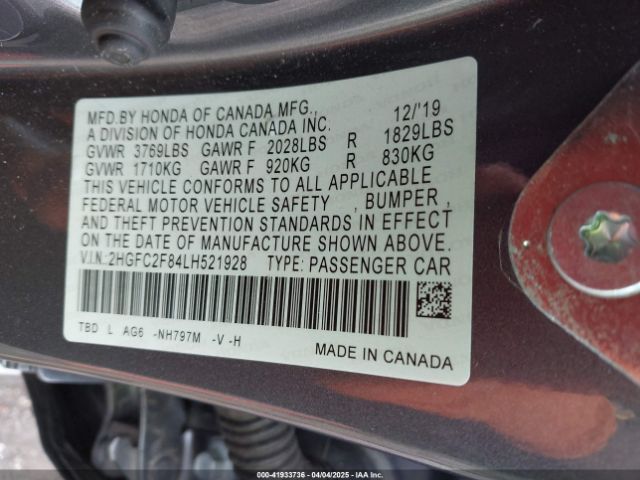 2HGFC2F84LH521928 Honda Civic Sport