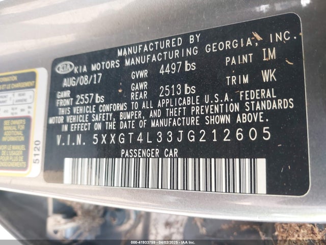 5XXGT4L33JG212605 KIA Optima Lx