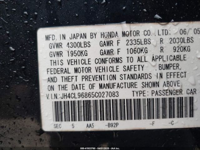 2005 ACURA TSX JH4CL96865C027083 Photo 8