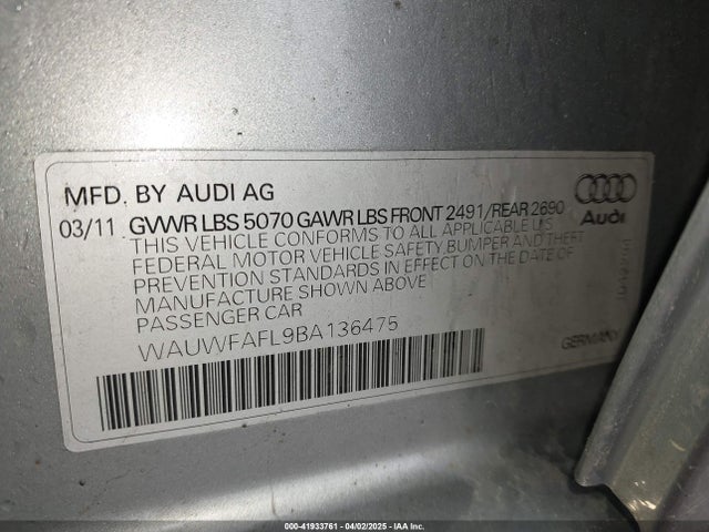 2011 AUDI A4 WAUWFAFL9BA136475 Photo 8