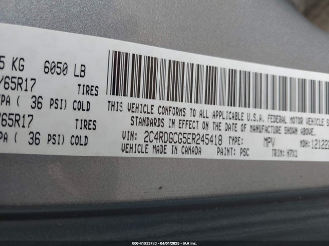2C4RDGCG5ER245418 Dodge Grand Caravan Sxt