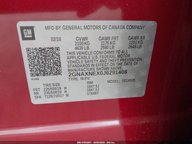 2GNAXNEX0J6291408 Chevrolet Equinox Premier