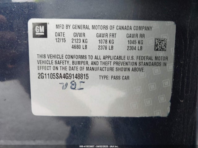 2G1105SA4G9148815 Chevrolet IMPALA 1LT
