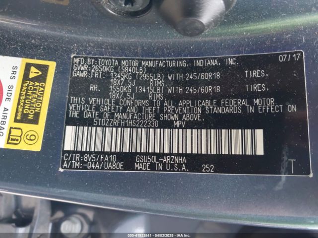 5TDZZRFH1HS222330 Toyota Highlander Le Plus