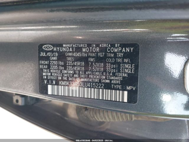 2020 HYUNDAI KONA KM8K33A53LU415222 Photo 8