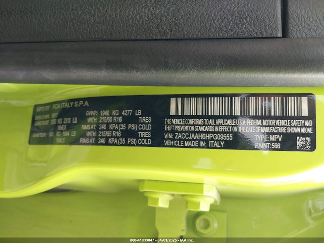 ZACCJAAH6HPG09555 Jeep Renegade Sport Fwd